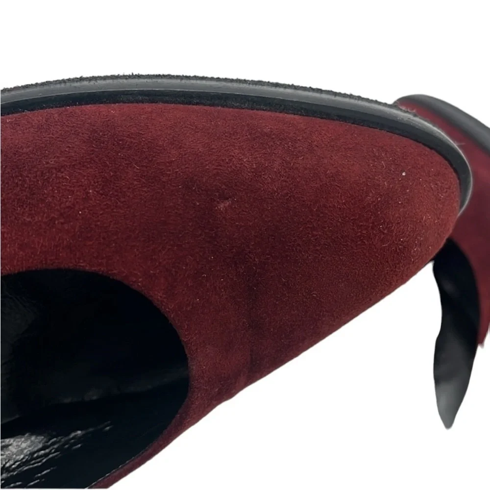Walter Steiger Maroon Suede Almond Toe Heels Made in Italy Size 10 B BLEMISH